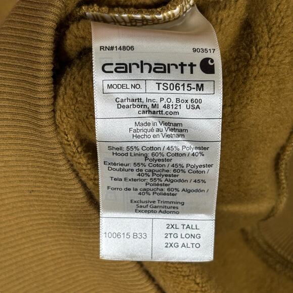 Carhartt Rain Defender Loose Fit Hoodie 2XL Tall Bronze Brown - Picture 5 of 6